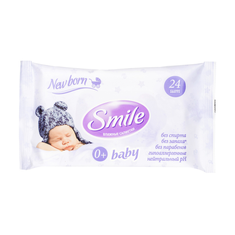 Smile Baby Салфетки влажные детские, 24 шт, для детей с рождения фото