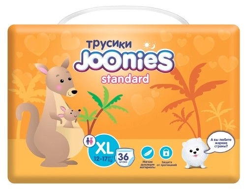 Joonies Standard Подгузники-трусики для детей, XL, 36 шт, 12-17 кг фото