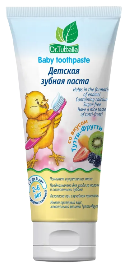 Dr. Tuttelle, паста зубная, 75 мл, 1 шт, тутти-фрутти, для детей от 2-х до 6-ти лет фото