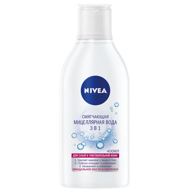 Nivea Вода мицеллярная 3-в-1 для сухой и чувствительной кожи, мицеллярная вода, 400 мл, 1 шт. фото