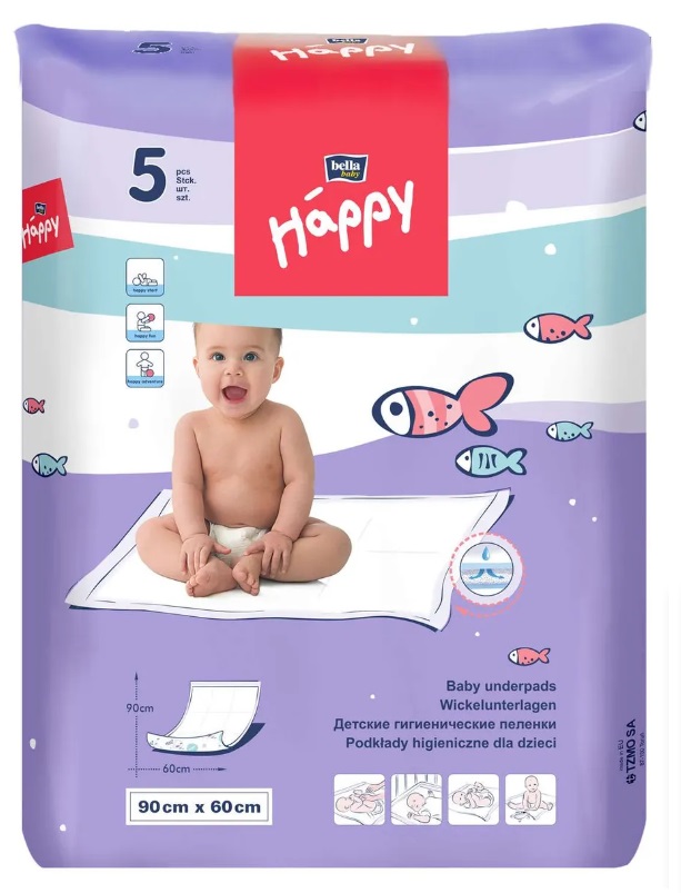 Bella baby Happy Пеленки детские впитывающие, 60 см х 90 см, 5 шт. фото