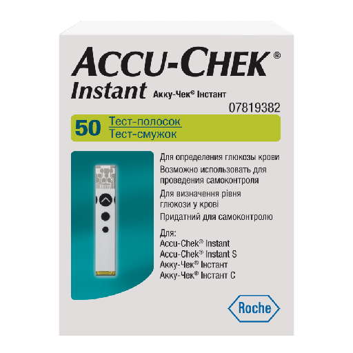 Accu-Chek Instant, тест-полоски для определения уровня глюкозы в крови, 50 шт. фото
