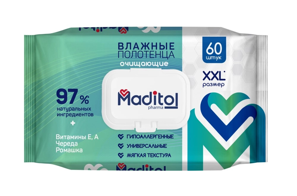 Maditol Pharma полотенца влажные универсальные, полотенца влажные, 60 шт. фото