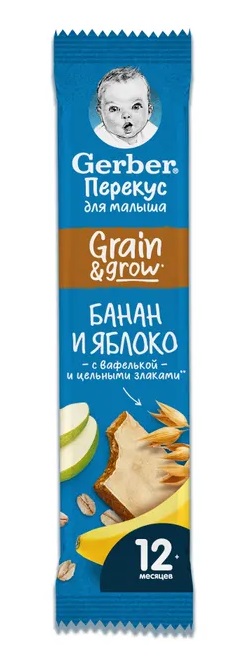 Гербер Батончик фруктово-злаковый, 25 г, 1 шт, яблоко + банан фото