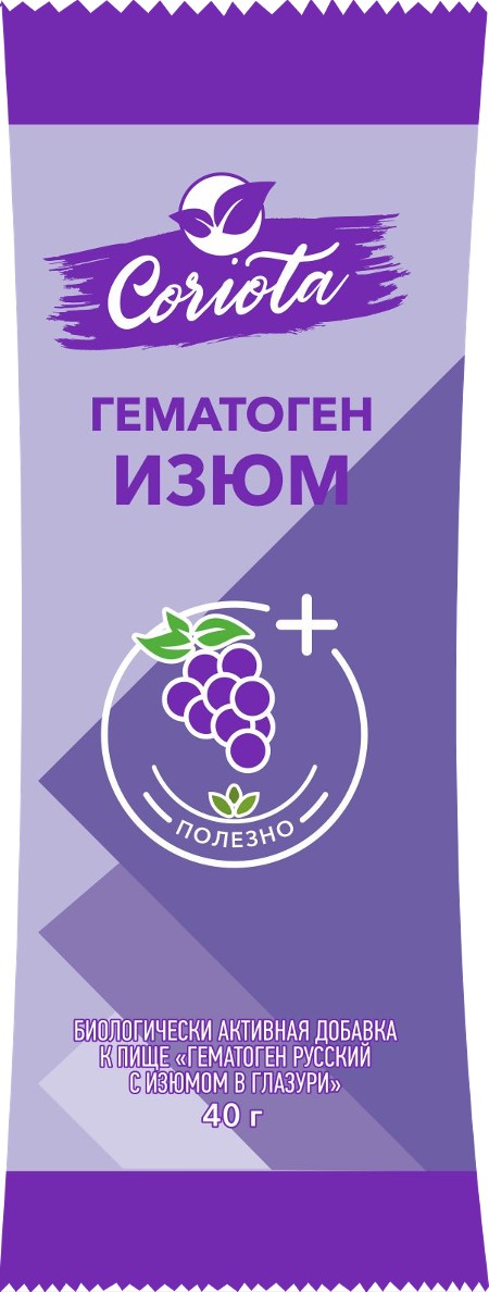 Coriota Гематоген с изюмом в глазури, плитка, 40 г, 1 шт. фото