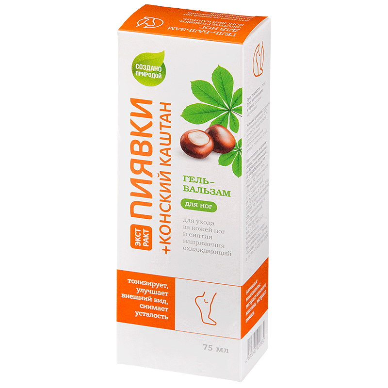 Гель-бальзам для ног Экстракт Пиявки-Конский Каштан, гель-бальзам, 75 мл, 1 шт, для ног фото
