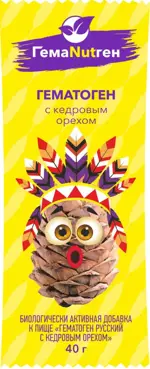 Гемаnutген Гематоген, плитка, 40 г, 1 шт, с кедровым орехом фото 