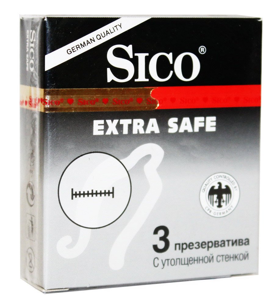 Презервативы Sico Extra safe, презерватив, 3 шт, с утолщенной стенкой фото