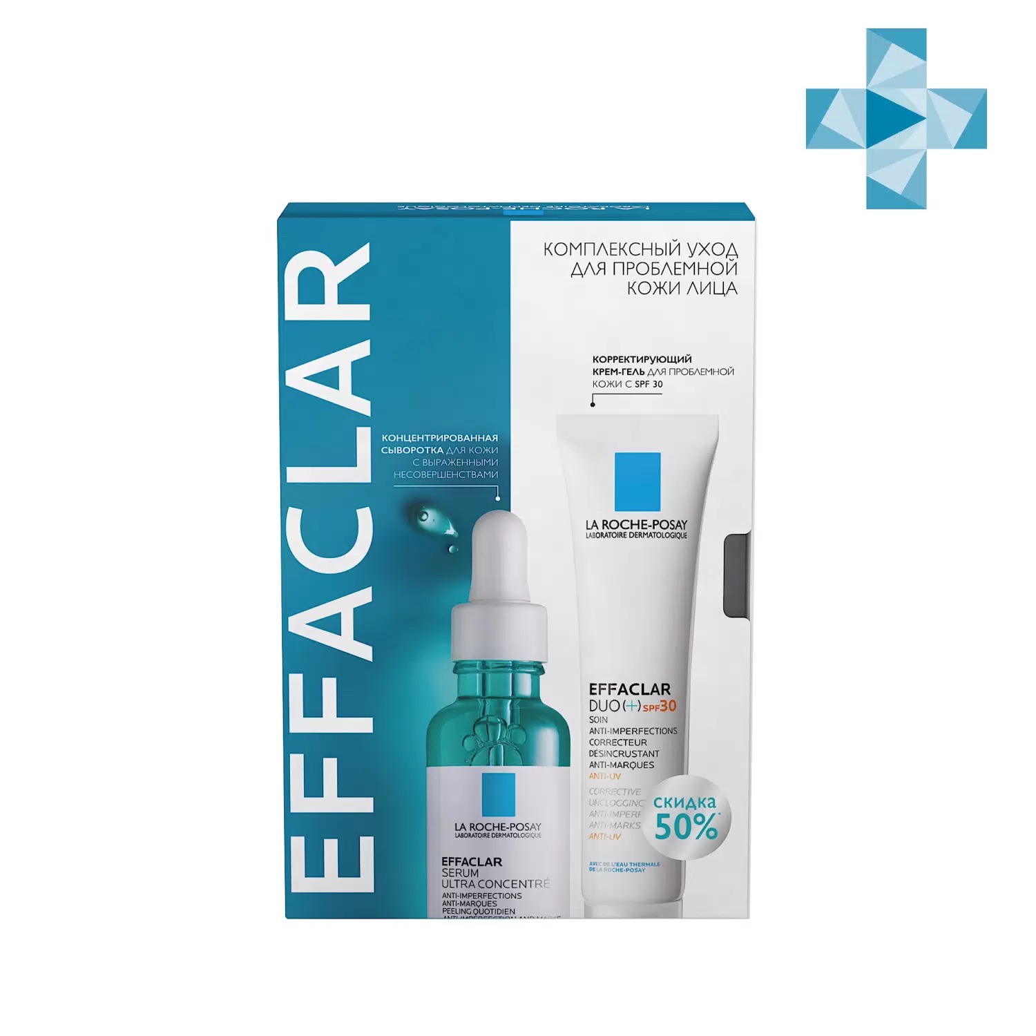 La Roche-Posay Effaclar сыворотка 30 мл + крем-гель DUO+ spf 30 40 мл, набор, 1 шт. фото