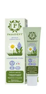 PresiDENT Зубная паста детская Альпийские травы 25 RDA, паста зубная, 32 г, 1 шт, без фтора, 0 - 3 года фото
