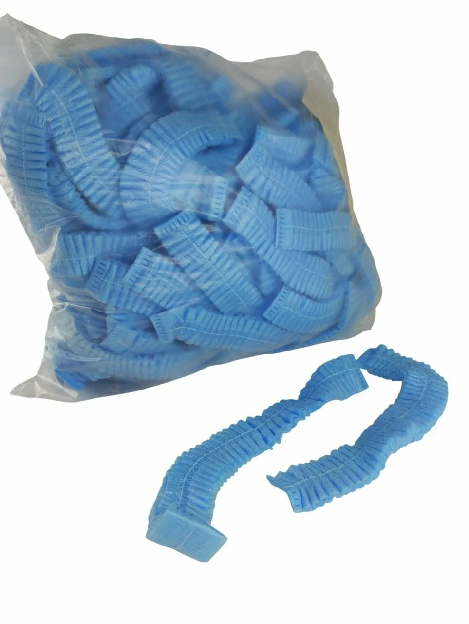 Шапочка-берет Шарлотта медицинская одноразовая нестерильная, 100 шт, голубого цвета фото