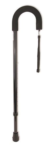 Трость телескопическая металлическая с закругленной рукояткой с мягким покрытием AMCC31 BK, 1 шт, черного цвета фото