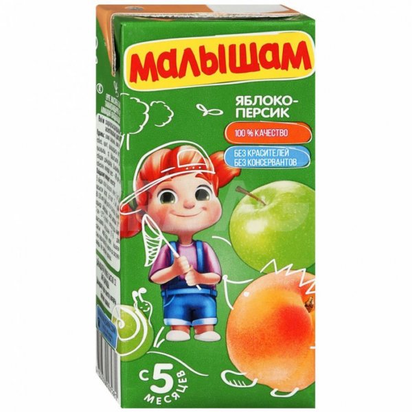 Фрутоняня малышам нектар, сок, 330 мл, 1 шт, яблоко + персик, неосветленный фото