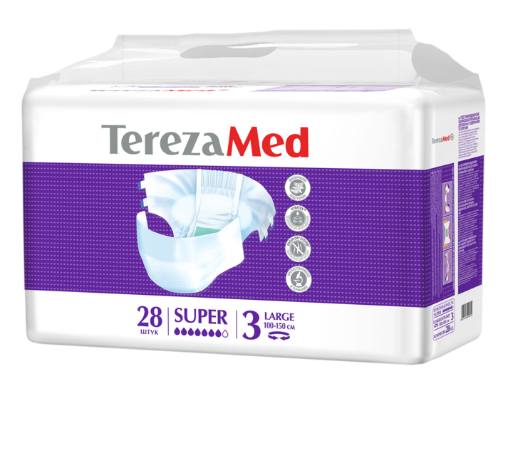 TerezaMed Super Подгузники для взрослых ночные, Large L (3), 28 шт, 100-150 см фото