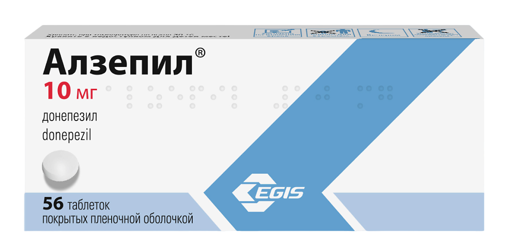 Алзепил, 10 мг, таблетки, покрытые пленочной оболочкой, 56 шт. фото