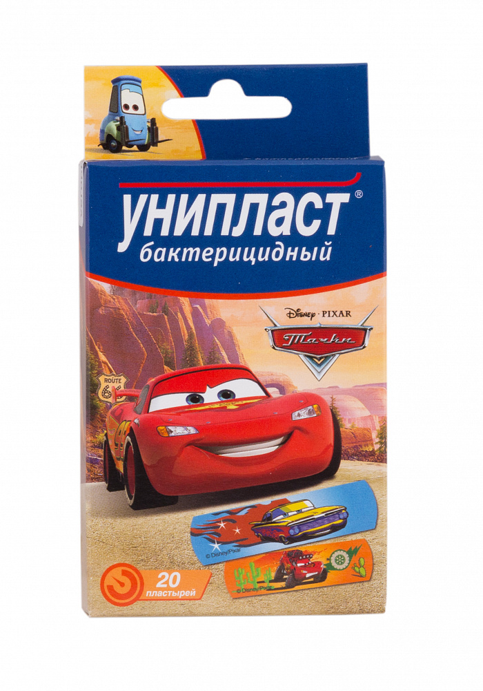 Унипласт Лейкопластырь бактерицидный Тачки, пластырь для детей, 20 шт. фото