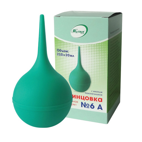 Спринцовка пластизольная Виталфарм, 1 шт, А6, 210 мл, с мягким наконечником фото