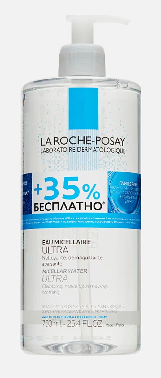 La Roche-Posay Ultra sensitive Мицеллярная вода, мицеллярная вода, 750 мл, 1 шт, для чувствительной кожи фото