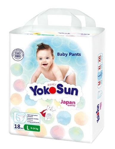 Yokosun подгузники-трусики детские, L, 18 шт, 9-14 кг фото