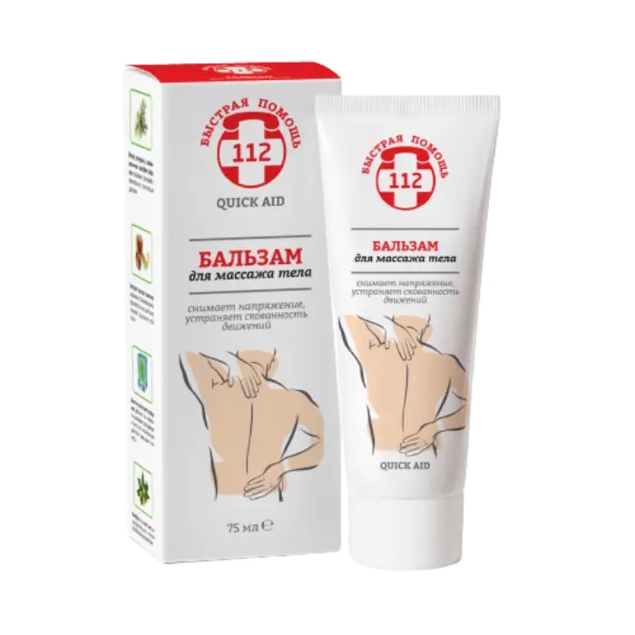 Быстрая помощь 112 Бальзам для массажа тела, бальзам, 75 мл, 1 шт. фото