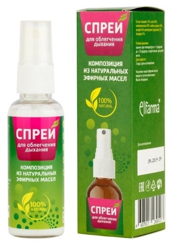 Elfarma Композиция натуральных эфирных масел, спрей, 45 мл, 1 шт, для облегчения дыхания фото