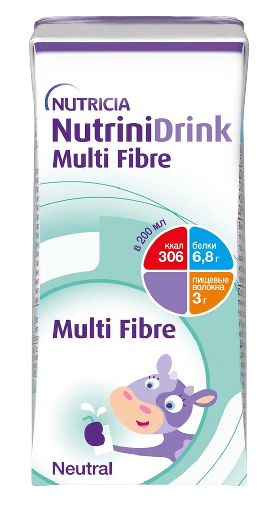 NutriniDrink Multi Fibre с пищевыми волокнами, жидкость для приема внутрь, 200 мл, 1 шт, нейтральный, для детей с 1 года фото