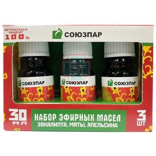 Союзпар набор масел эфирных Эвкалипт, Мята, Апельсин, масло эфирное, 10 мл, 3 шт. фото