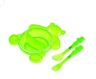 Canpol Тарелка с крышкой, вилкой и ложкой Медвежонок, 1 шт, цвет в ассортименте, 6+ мес, арт. 2/422 фото