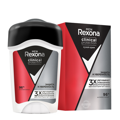 Rexona Clinical Men Protection Антиперспирант-крем Защита и Уверенность, крем, 45 мл, 1 шт. фото