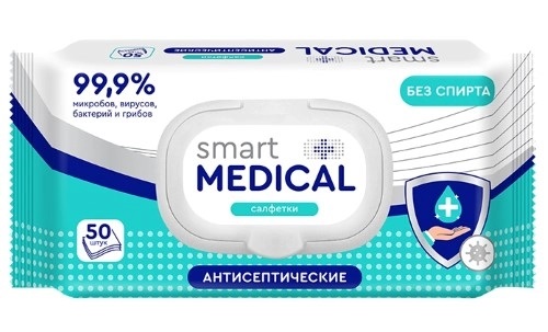 Smart Medical Салфетки антисептические, салфетки влажные, 50 шт, без спирта фото