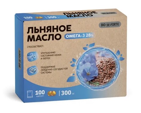 BioForte Льняное масло, 300 мг, капсулы, 100 шт. фото