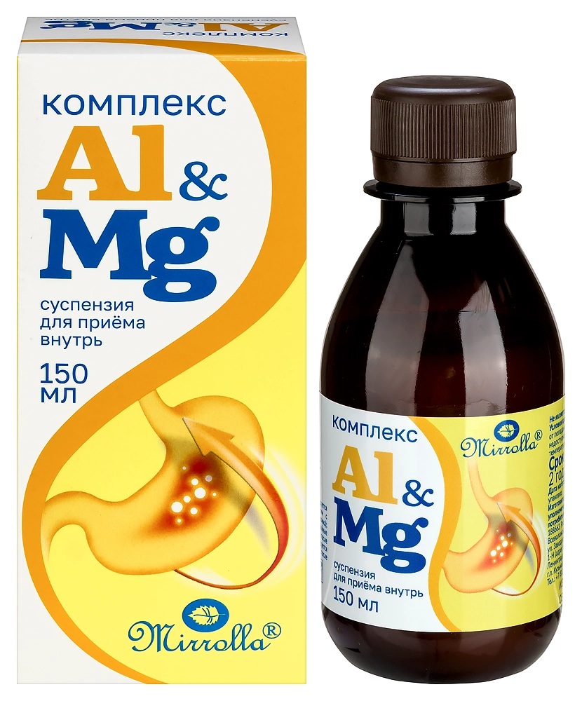 Mirrolla Kомплекс Алюминий + Магний, суспензия для приема внутрь, 150 мл, 1 шт. фото