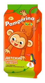 Pamperino kids салфетки влажные, салфетки влажные, 8 шт, ромашка и витамин Е фото 