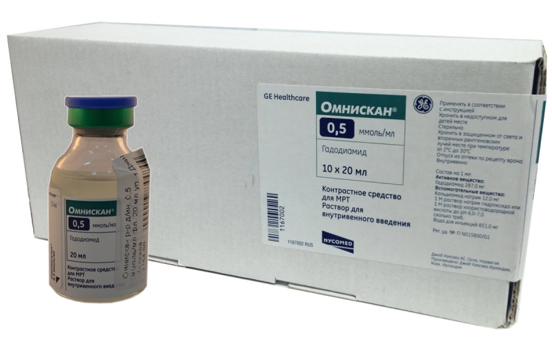 Омнискан, 0.5 ммоль/мл, раствор для внутривенного введения, 20 мл, 10 шт. фото