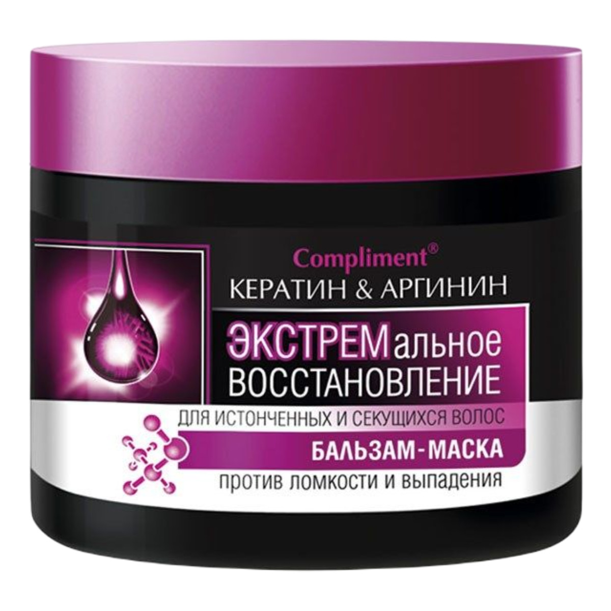 Compliment Кератин и Аргинин Бальзам-маска для волос экстремальное восстановление, бальзам-маска, 300 мл, 1 шт. фото