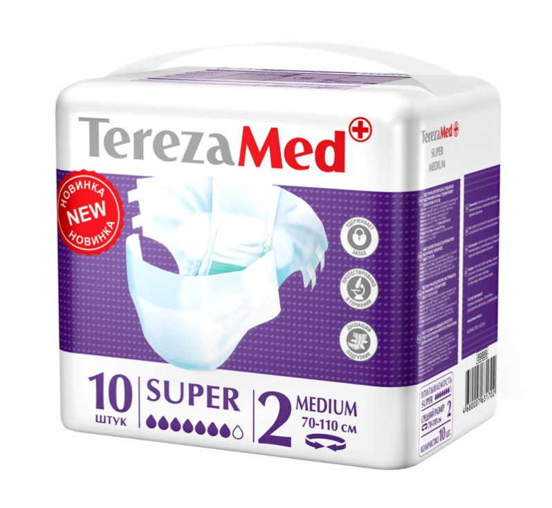 TerezaMed Super Подгузники для взрослых ночные, Medium M (2), 10 шт, 70-110 см фото