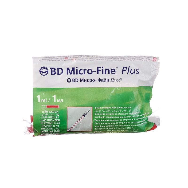 BD Micro-Fine Plus Шприц инсулиновый U-40 с несъемной иглой, 1 мл, шприц в комплекте с иглой, 10 шт, 30G (0.30x6 мм) фото