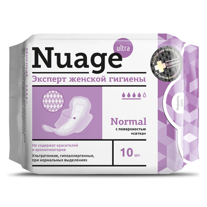 Nuage Normal Прокладки c поверхностью "сетка", прокладки гигиенические, 10 шт. фото