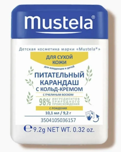 Mustela Питательный карандаш с кольд-кремом, карандаш, 9,2 г, 1 шт, для детей с рождения фото