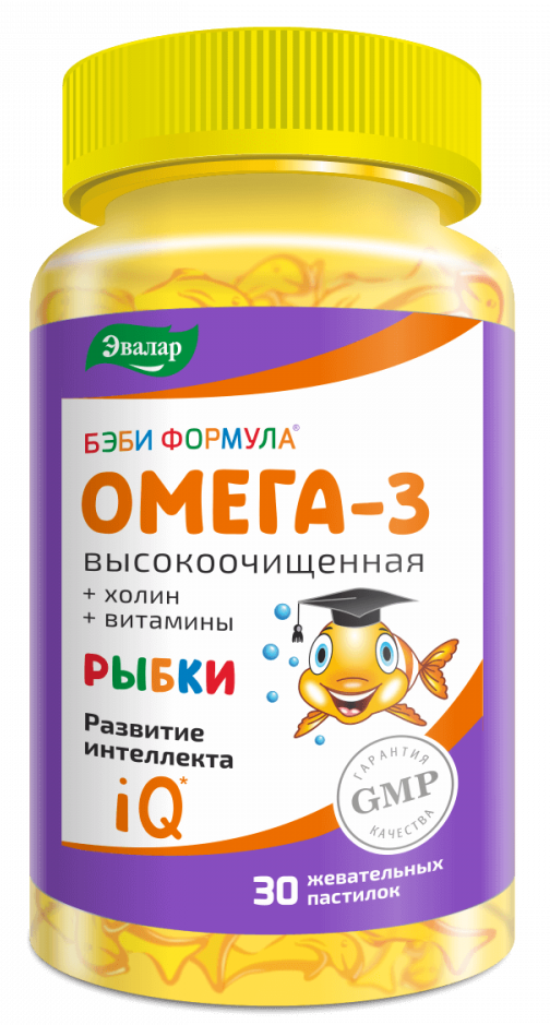 Эвалар Бэби Формула Рыбки Омега-3, пастилки жевательные, 30 шт. фото
