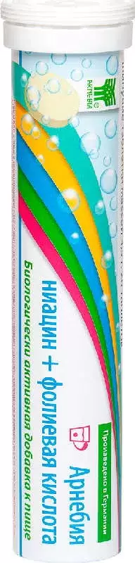 Арнебия Ниацин + фолиевая кислота, таблетки шипучие, 20 шт. фото