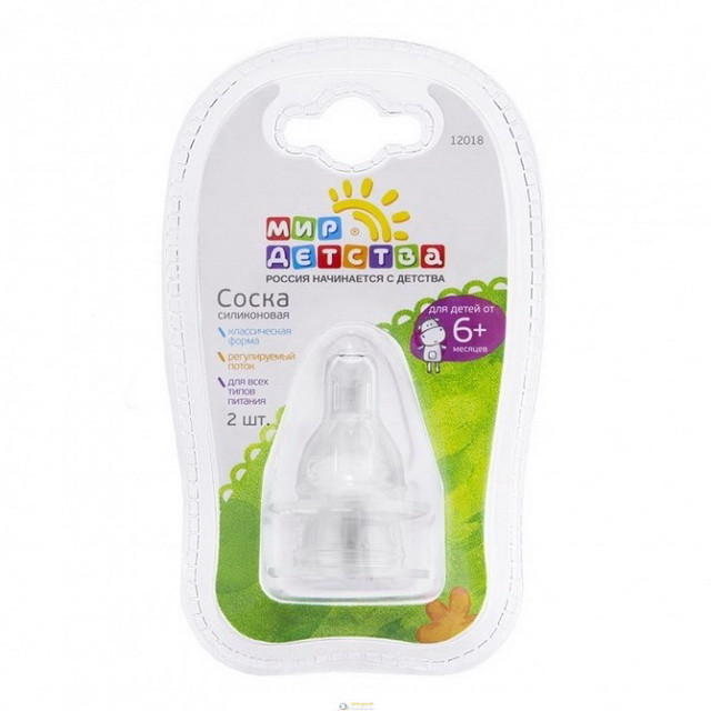 Мир Детства Соска силиконовая регулируемый поток от 6 мес, 2 шт, в ассортименте, арт. 12018 фото