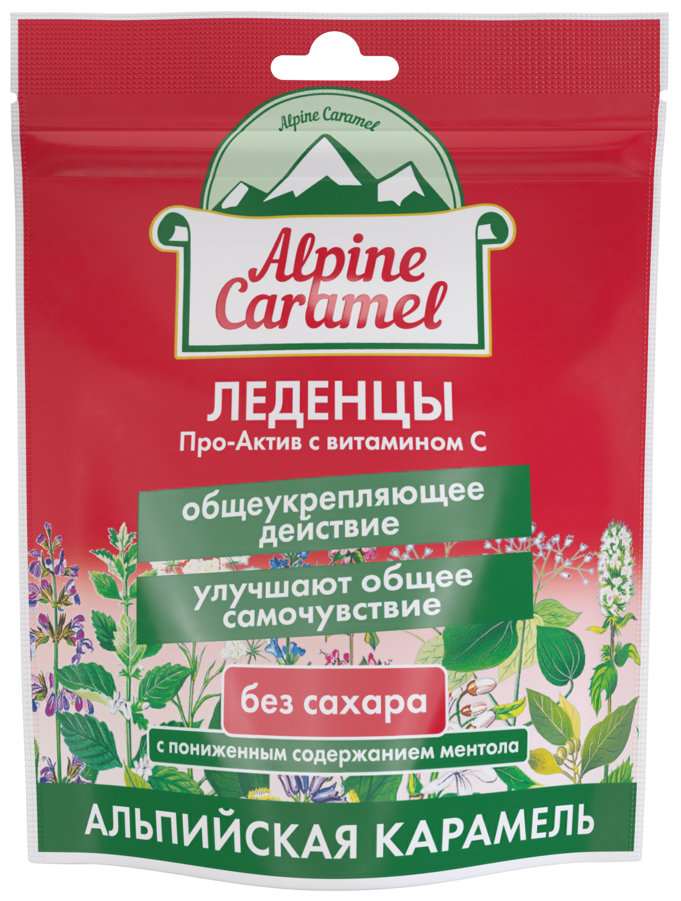 Альпийская карамель Про-Актив с витамином С, леденцы, 75 г, 1 шт, без сахара фото