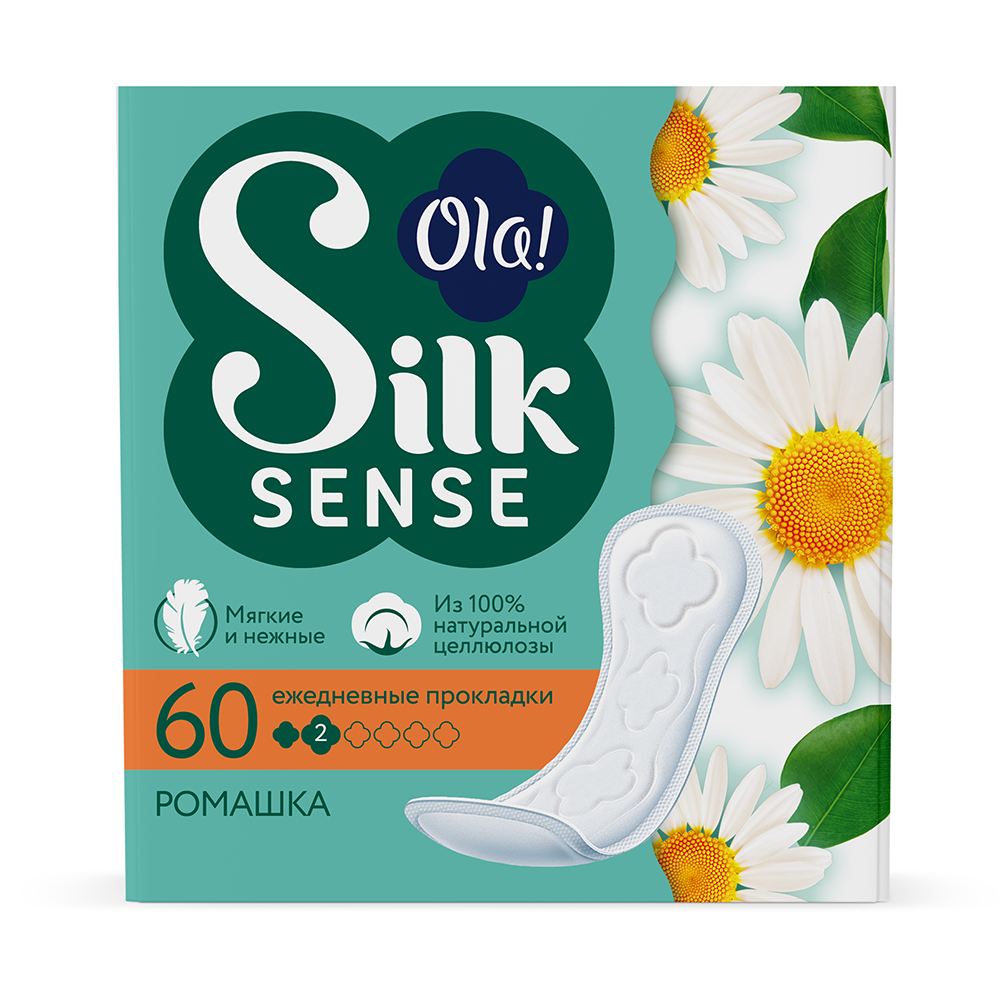 Ola Silk Sense Прокладки ежедневные daily deo ромашка, прокладки гигиенические, 60 шт, ароматизированные фото