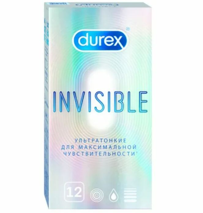 Durex Invisible, презервативы, 12 шт, ультратонкие фото