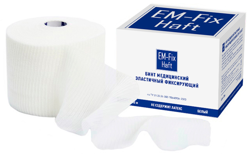 EM-Fix Haft Бинт медицинский эластичный самофиксирующийся, 6 см x 10 м, 1 шт, белого цвета фото