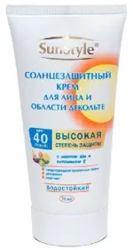 Sun style солнцезащитный крем для лица и декольте, крем, 75 мл, 1 шт, SPF 40 фото
