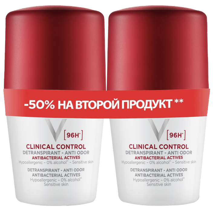 Vichy Clinical Control Дезодорант-антиперспирант 96 ч, 50 мл, 2 шт, део-ролик фото