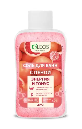 Oleos соль для ванн с пеной энергия и тонус, соль для ванн, 425 г, 1 шт. фото