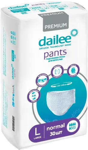 Dailee pants premium normal подгузники-трусы для взрослых, Large L, 30 шт. фото